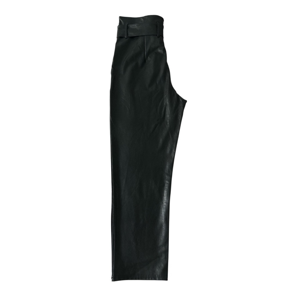 COMMANDO Faux Leather Paper Bag Waist Pants Women’s Size M Black High Rise Taper - Picture 9 of 16